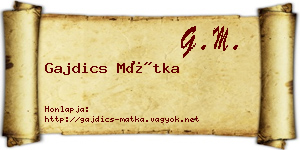 Gajdics Mátka névjegykártya